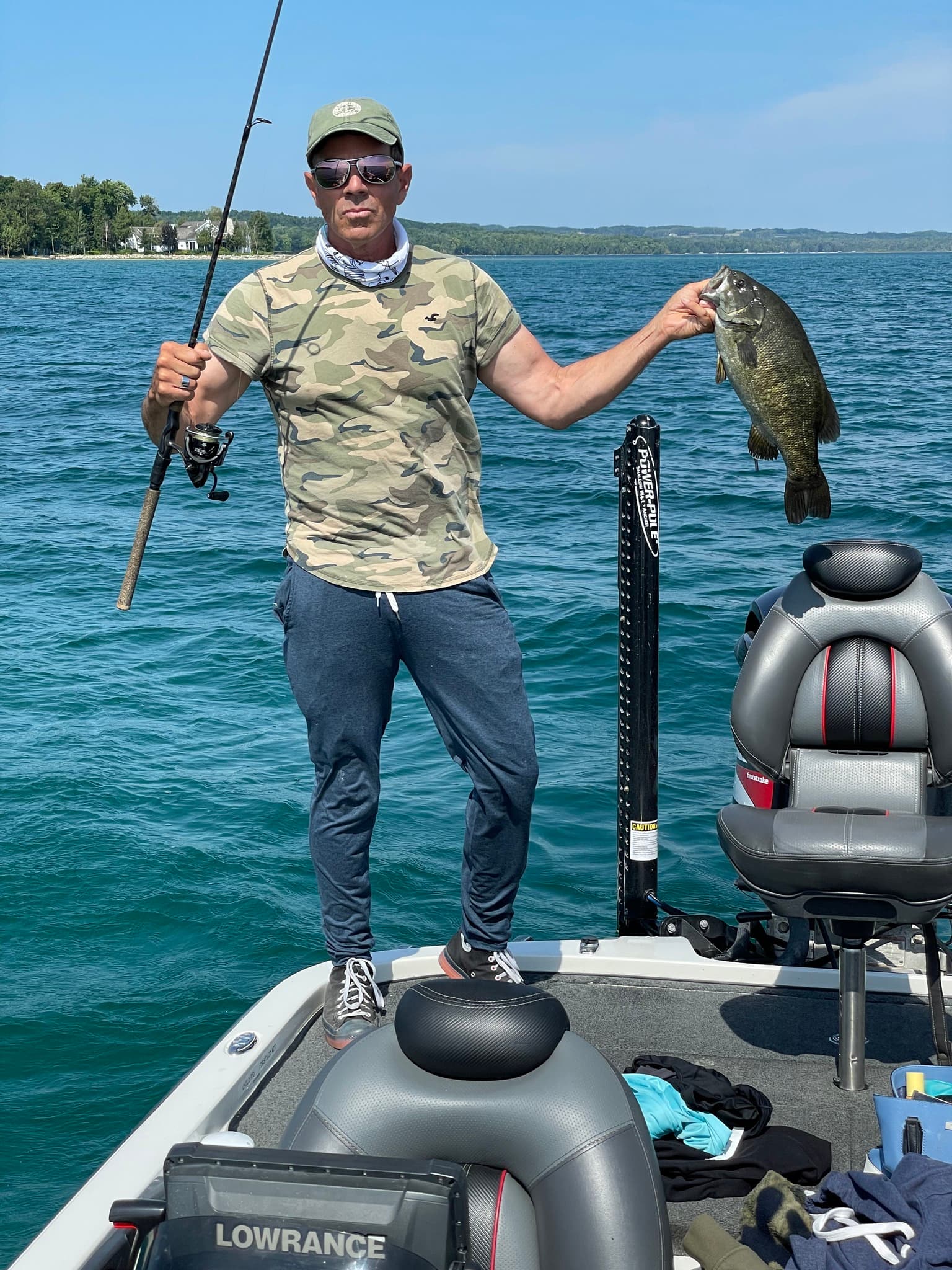 Customer fishing with Lowrance electronics