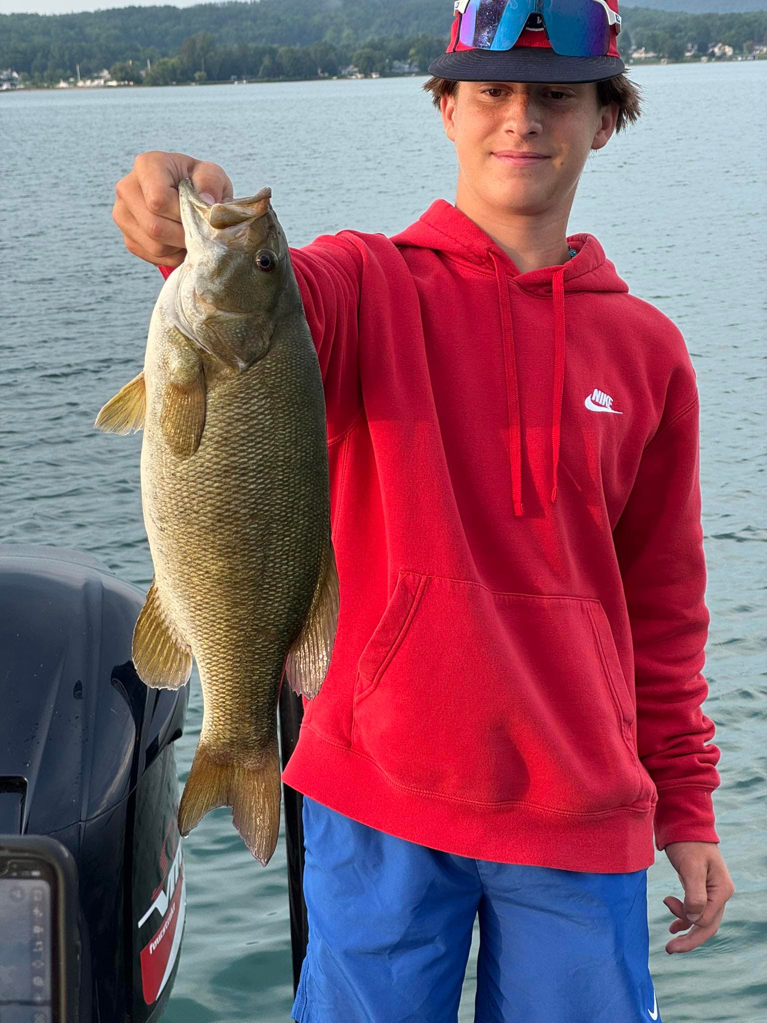 Teen with bass by Yamaha motor